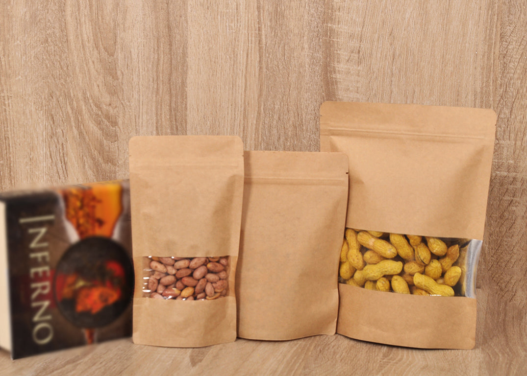 Kraft ziplock with transparent window (price for pack of 25)