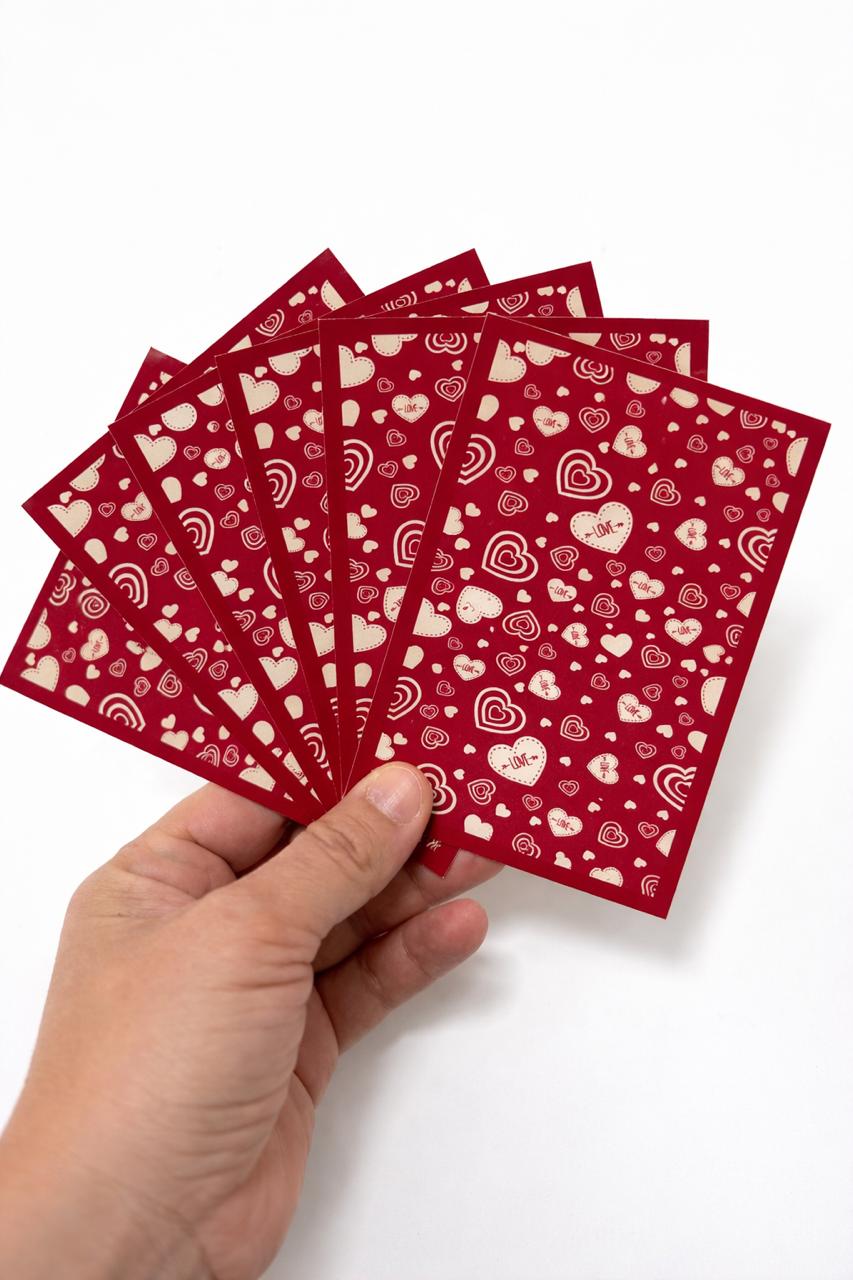 Red hearts stickers ( pack of 9)