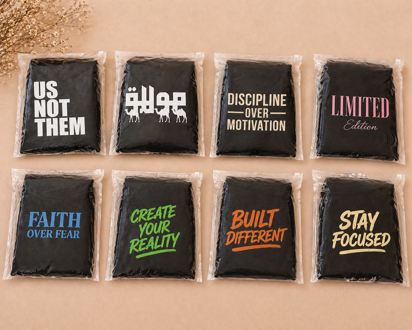 Printed frosted zipper bags