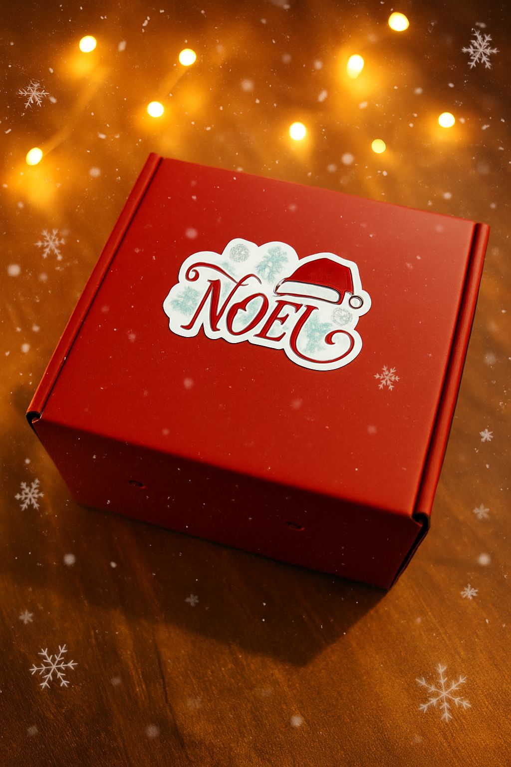 Christmas red box with Noel sticker size 12x12x7