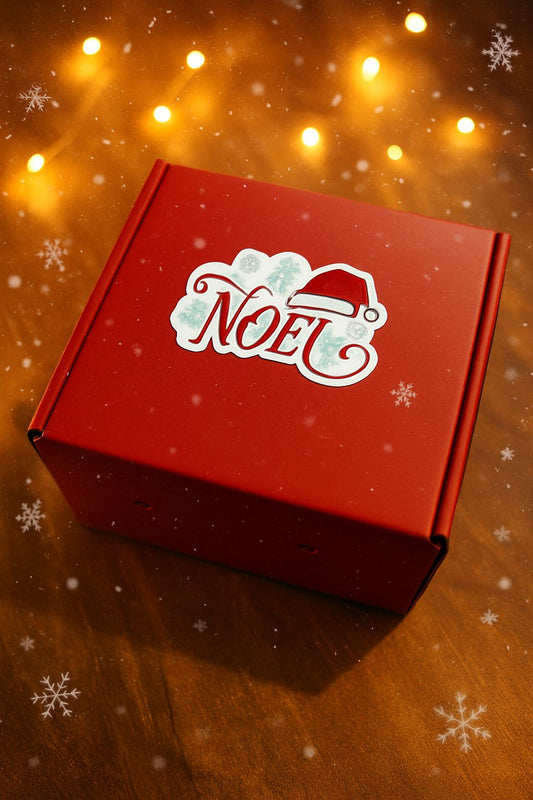 Christmas red box with Noel sticker size 12x12x7