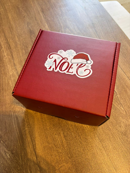 Christmas red box with Noel sticker size 12x12x7