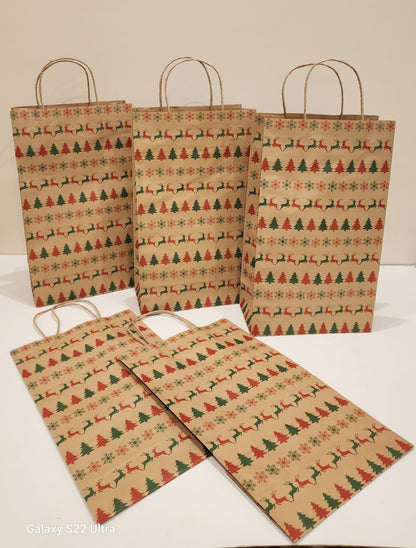 Christmas kraft  bags size 22x38 (pack of 10 bags)