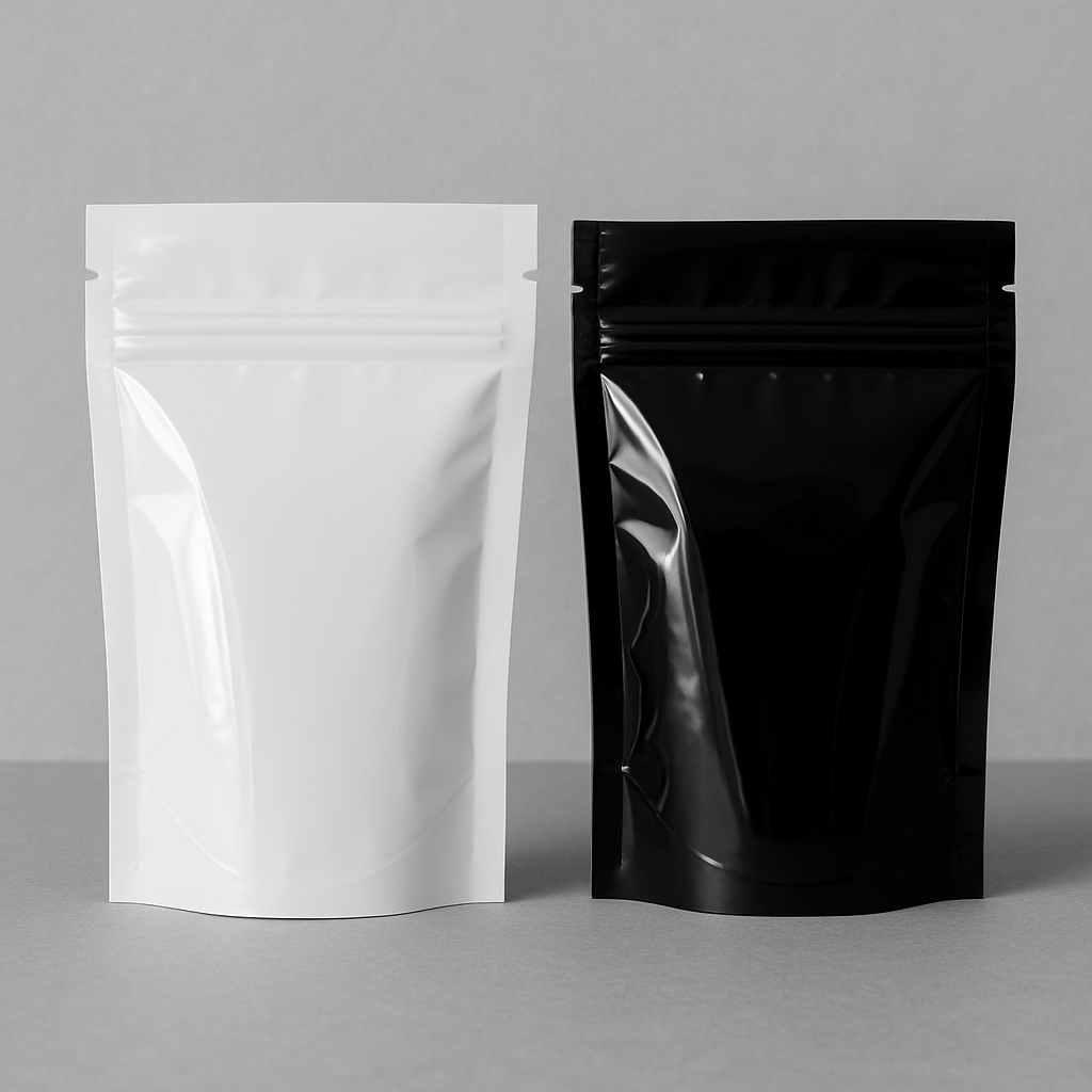 Black and white ziplock bags