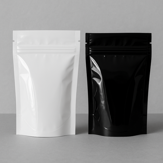 Black and white ziplock bags