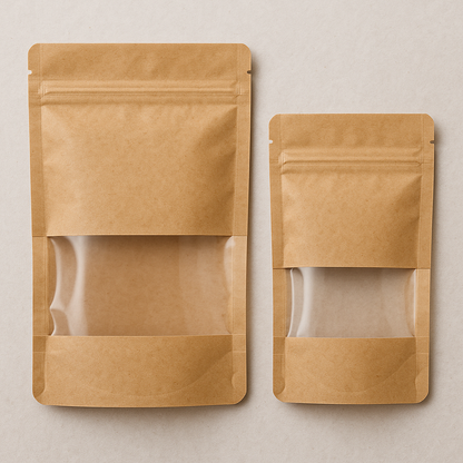 Kraft ziplock with transparent window (price for pack of 25)