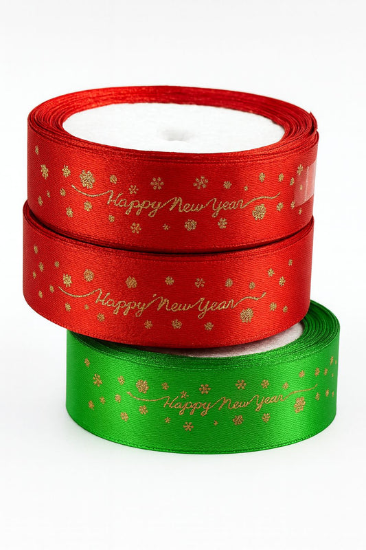 Happy new year satin ribbon roll
