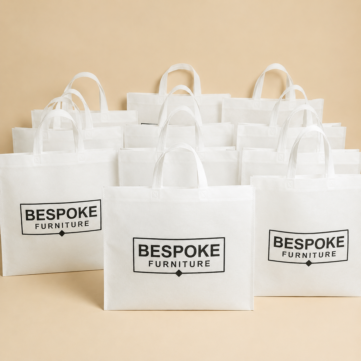 Printed white fabric bags with external handشنط قماش ابيض مطبوعه بيد خارجيه مقاس 40*50