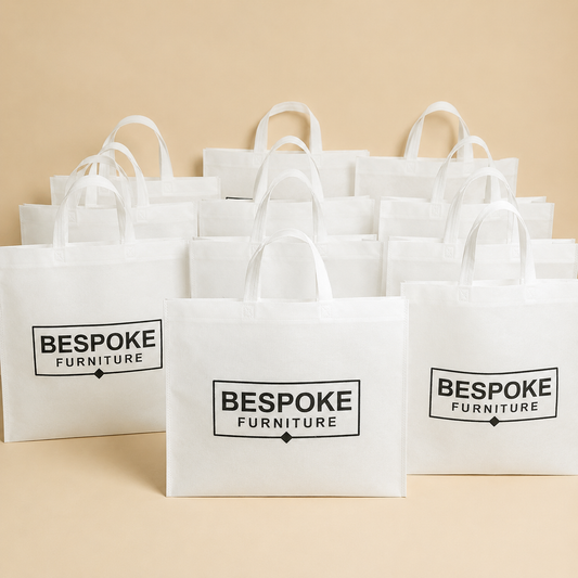 Printed white fabric bags with external handشنط قماش ابيض مطبوعه بيد خارجيه مقاس 40*50